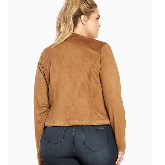 Torrid: NWOT Faux Suede Layered Drape Front Jacket - Picture 2 of 6